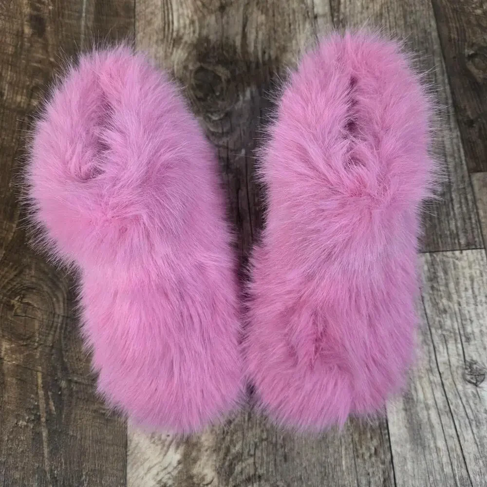 Faux fur fuzzy pink boots
